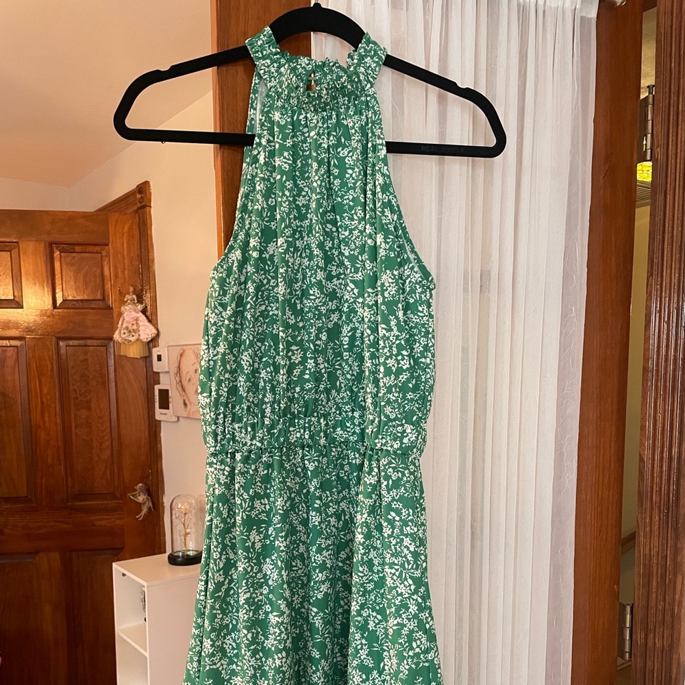 Green Floral Mini Dress